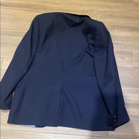 HENLEY by Tiptop Men Navy Blue Dress Suit Blazer Gold Bottoms Jacket Size 43R - Picture 4 of 8